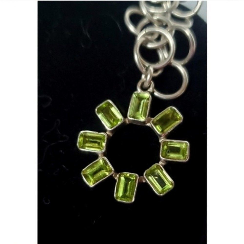 Chainmaille Multi Loop Peridot Green Crystals Cir… - image 2